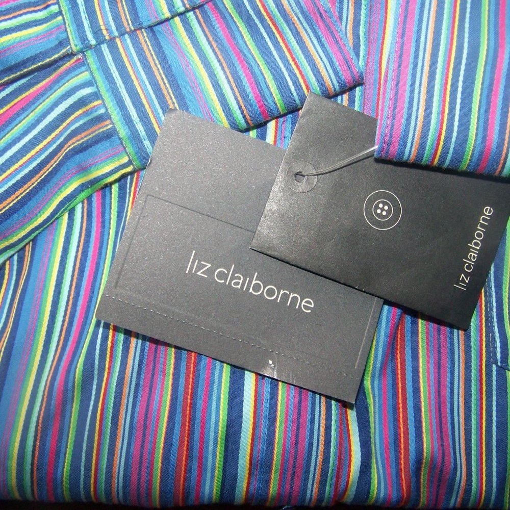 Liz Claiborne Shirt XL Striped NWT Blue - Picture 7 of 7